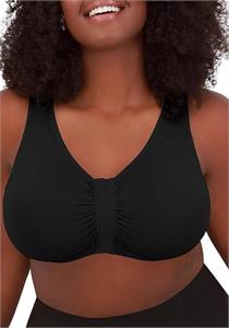 Laurel Seamless Comfort Front Closure Wireless Bra by Leading Lady Black